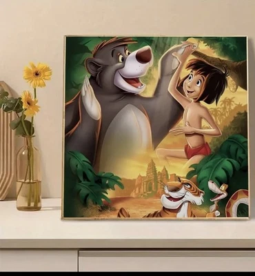 Disney Licensed Diamond Art Kit JUNGLE BOOK Featuring Mowgli, Baloo,  & Villains - Image 1 of 4