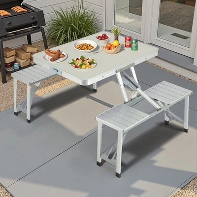 Campingtisch mit Stuhl Klappbar Tragegriff Picknicktisch Koffertisch Klapptisch - Bild 1 von 4