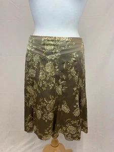 Banana Republic Green Floral Pure Silk Skirt Size UK12 US8 - Picture 1 of 5