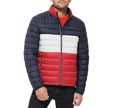 TOMMY HILFIGER MEN'S PUFFER JACKET~XL TALL~MULTICOLOR~NWT - Image 1 of 4