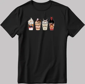 Halloween Kaffeetassen Horror Kurzarm Herren / Damen T-Shirt E107 - Bild 1 von 5