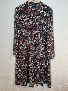 Monki Dress Size M Patterned Lightweight Long Sleeves Collar - Picture 1 of 14