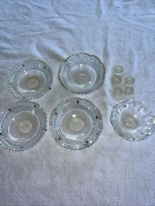 4 Vintage Crystal Chandelier Lamp Sconce Bobeches Cups + Smaller Glass + 5 Round - Picture 1 of 9