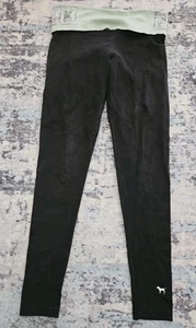 Victoria's Secret Pink Yoga Leggings Foldover Damen Small Stretch schwarz Perlen - Bild 1 von 6