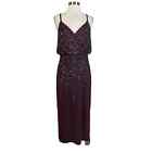 Adrianna Papell Women's Formal Dress Size 6 Burgundy Red Beaded Evening Gown