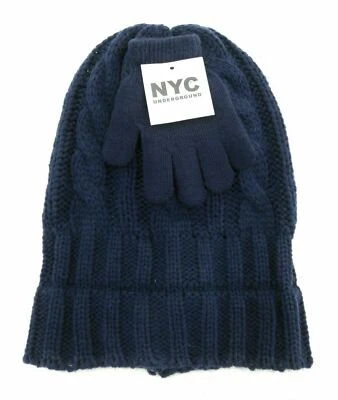 NYC Underground 男女通用豆豆和手套海军蓝均码 — 第 1/4 张图片