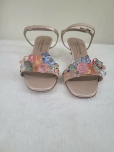 Donald J Pliner Women's Size 7.5 suede sandal slingback  heel nude 842 - Picture 1 of 8