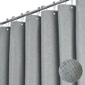 Extra Long Grey Linen Textured Shower Curtain 72x84in Heavy Duty Waterproof - Picture 1 of 6