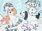Petit Basset Griffon Vendeen Art Print 11 x 14 PBGV Collectible Snow Day Winter