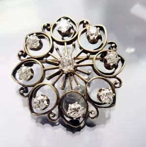 Antik Vintage 14K Gold Diamant Pin Broschen & Anhänger viktorianische Ära Schmuck - Bild 1 von 1