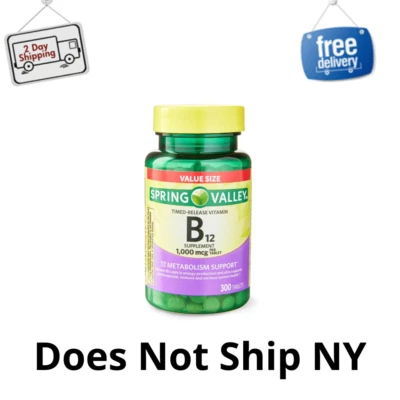 Spring Valley Vitamin B12 1000 Mcg Timed Release Tablets, 300 Count ( 2 PACK ) - Image 1 of 4