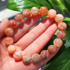 Bracciale 12mm Naturale Bellissimo Fragola Dorata Quarzo Cristallo Perline C109 - Foto 1 di 7