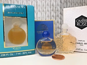 Lot of 3 MINI Perfumes OMBRE ROSE PARFUM, CLAIR DE JOUR LANVIN, JE REVIENS WORTH - Picture 1 of 6
