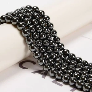 50 Strand 15" Wholesale Natural Hematite Stone Round Spacer Loose Beads8MM DIY - Picture 1 of 6