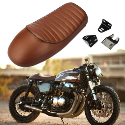 Motorcycle Cafe Racer Flat Brat Seat Cushion Hump Saddle Cover For Honda Yamaha - Image 1 of 4