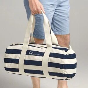 Personalised Nautical Canvas Barrel Tote Bag - Embroidered Customised Farmhouse - Picture 1 of 21