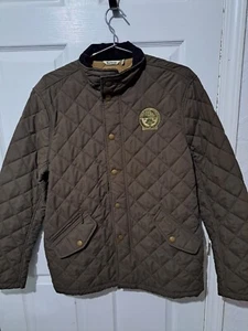 Barbour Men’s Shoveler Quilted Jacket Coat Dark Olive Size M Breeders Cup Rare - Picture 1 of 14