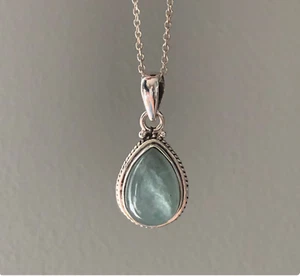 Aquamarine Pendant 925  Sterling Silver Handmade  jewelry women Gift For Her - Picture 1 of 7
