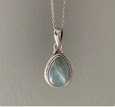 Aquamarine Pendant 925  Sterling Silver Handmade  jewelry women Gift For Her - Image 1 of 4