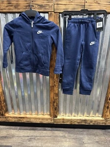 Nike Zip Up Hoodie Sweatpant Set Midnight Navy Boys Sz. 7 New w/ Tags $72 Retail - Picture 1 of 5