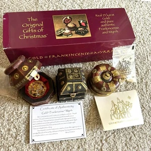 Drei König Weise Männer Geschenke Weihnachten 23 kt Gold Weihrauch Myrrhe Deluxe Box Set - Bild 1 von 9