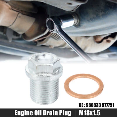Tornillo de tapón de drenaje de aceite de motor M18x1.5 con anillo de sellado para Volvo XC60 tono plateado Foto 1 de 4