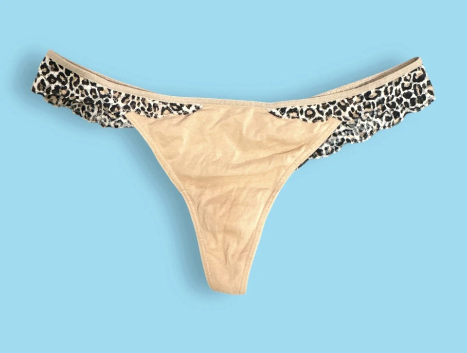 Victoria's Secret PINK - S Cotton Thong Panty - Warm Beige Leopard Print Small - Image 1 of 4