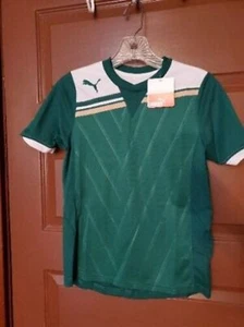 PUMA SPORT DRYCELL White/Green/Gold STRIPED POLY Youth MEDIUM - Picture 1 of 7