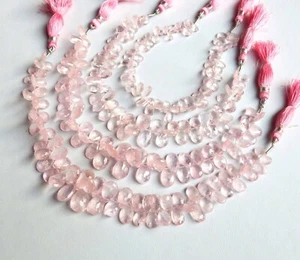 GTL Certified Natural Pink Morganite Faceted Pear Shape Gemstone Beads Jewelry - Picture 1 of 6