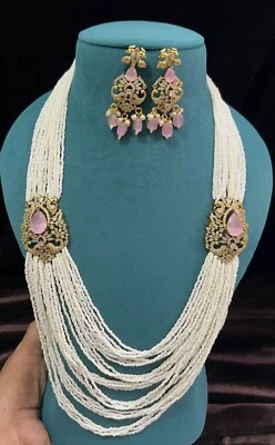 Conjunto de pendientes collar nupcial blanco circonita cúbica piedra joyería boda/san Valentín regalos Foto 1 de 4