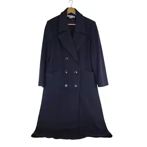 Larry Levine Womens Black Wool Maxi Coat Size 12 NY USA 1980's Vintage - Picture 1 of 10