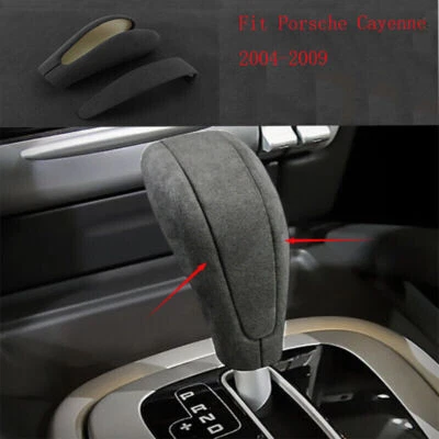 Cubierta de perilla de cambio de marchas gris para consola Alcantara para Porsche Cayenne 2004-2009 Foto 1 de 4