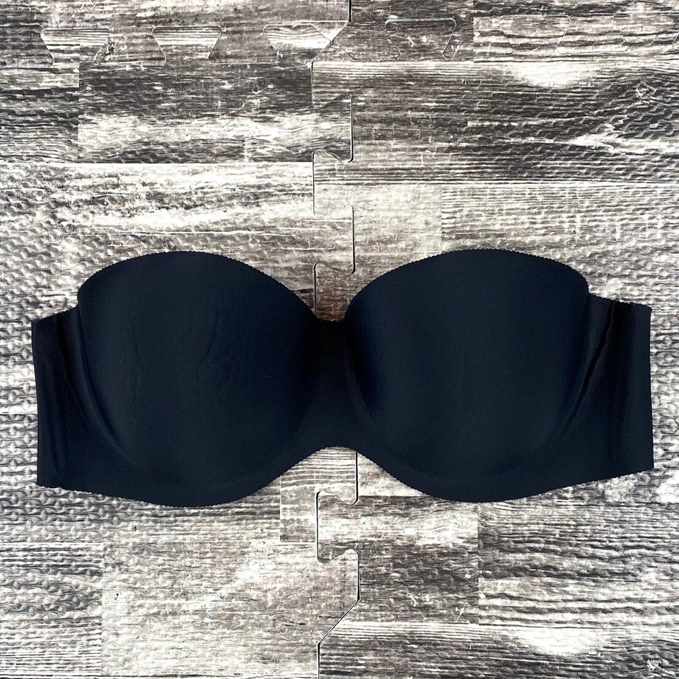 Felina Hint of Skin 6202 Size 32B Underwire Seamless Black Strapless Push Up Bra - Image 1 of 3