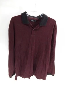 Men's Marc Edwards Casual Long Sleeve Two Button Collar Shirt Size L maroon - Picture 1 of 6
