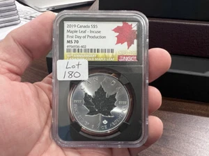 2019 5 $ Kanada 1oz Silber Maple Leaf Incuse NGC MS 70 FDOI 40th Anniverary - Bild 1 von 3