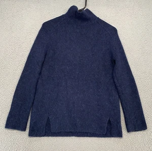 Vince Alpaca Sweater Womens XXS Mock Neck Navy Blue Knit Cozy Pullover Stretch - Picture 1 of 13