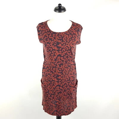 A.P.C. Kleid Damen M Rot Schwarz Ärmellos Strickkleid Muster Leicht - Bild 1 von 4