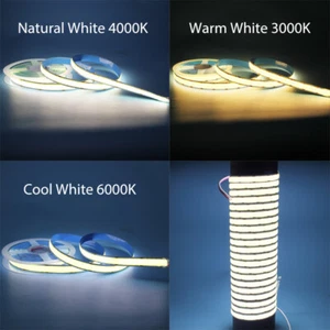 5m Double Row Flexible COB LED Strip 12V 24V 624LEDs/m 616LEDs/m LED Tape Light - Picture 1 of 25
