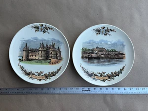 Pair of early French Earthenware Sarreguemines Castles Plates chaumont & Amboise - Picture 1 of 8