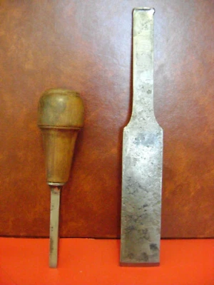 OUTIL ancien ,Charpentier  1 Ciseaux (recyclé) 1 Bédane 16 et 21 cm - Photo 1/4