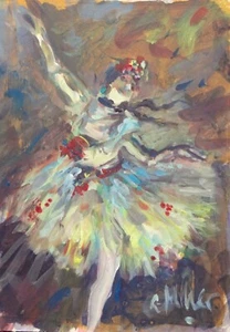 GERRY MILLER-Kunstwerk "Ballet". Acrylfarbe auf Papier.20x29cm - Bild 1 von 3