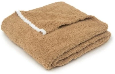 NUEVO Barefoot Dreams CozyChic Rib Throw in Camel/Blanco 45" x 60" $120 Foto 1 de 4