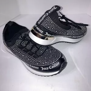 JUICY COUTURE BELLAMY ZAPATILLAS CON CORDONES Talla 7 Negro Blanco Estrás ZAPATOS NUEVOS - Imagen 1 de 6