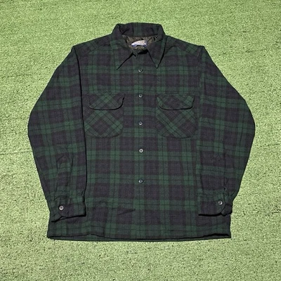 EUC Pendleton The Original Board Shirt Wool Plaid Flap Pocket Loop Collar Med - Image 1 of 4