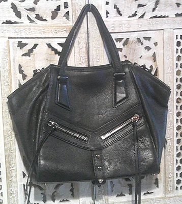 BOTKIER NY VIVI ANGLED SATCHEL BAG BLACK PEBBLE LEATHER, LARGE NEW $298 - Image 1 of 4