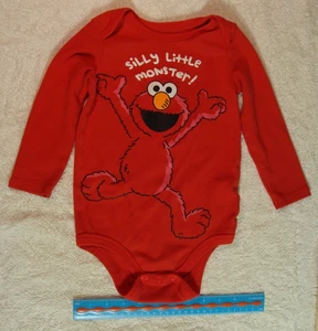 Sesame Street Bodysuit Size 24M Red 100% Cotton Elmo Silly Little Monster - Picture 1 of 6