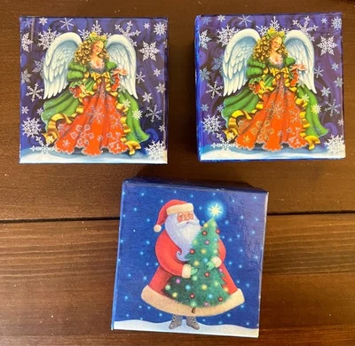 Three Small Decorative Gift Boxes - Angel, Santa - Image 1 of 4