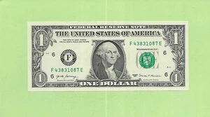 2017 ..UNCIRC $1  F 4383 1087 E  .... 2017 $1  F-E       NICE NOTE      FRN - Picture 1 of 2