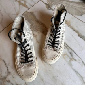 Frye Men’s Cream Off White Hi Top Striped Geometric Sneaker Shoes Size 9 - Picture 1 of 12