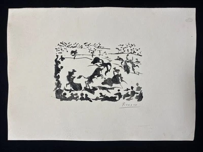 Pablo Picasso (Handmade) Drawing mixed media on paper signed & stamped - Image 1 of 3